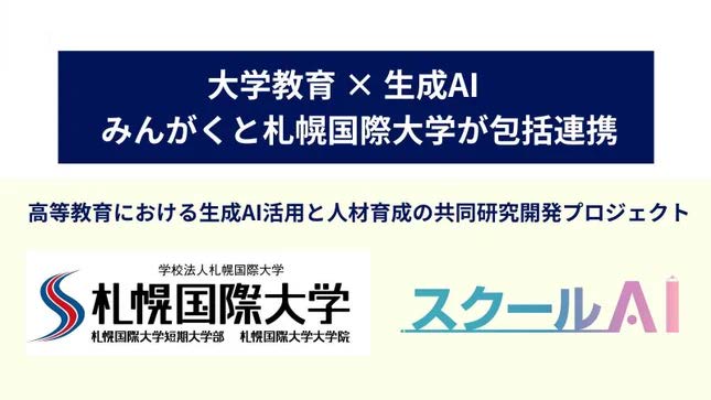 札幌国際大学　みんがく　大学教育　スクールAI